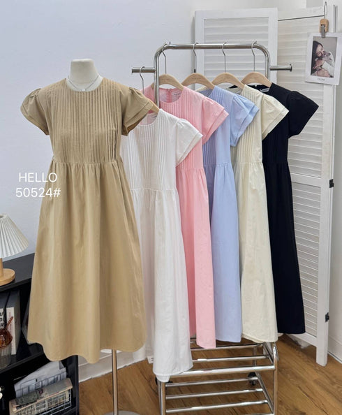 Summer Round Neckline Short Sleeves Maxi Dress